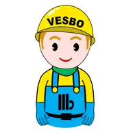 a cartoon of a man wearing a helmet that says vesbo