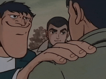 a cartoon drawing of a man with a very large head