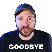 a man with a beard wearing an adidas hat and a black shirt says goodbye