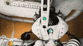 a cartoon drawing of a robot with a pen in its hand