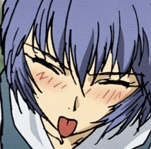 a drawing of a girl with a tongue out