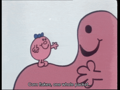 Mr. Greedy describes his favourite breakfast