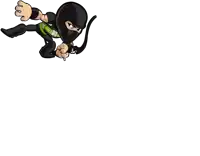 a cartoon of a ninja with a bow and arrow .