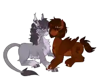 a drawing of a lion and a brown pony