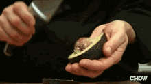 3. Use A Knife To Pit Avocados. But Be Very Careful! GIF - Knife Pit Avocados GIFs