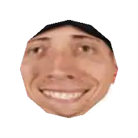 a close up of a man 's face with a smile on his face