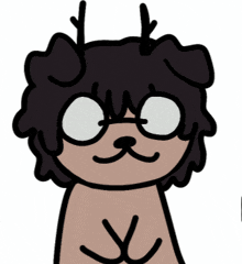 a cartoon drawing of a dog with antlers on its head