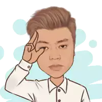 a cartoon drawing of a man giving the peace sign