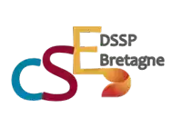 a logo for dssp bretagne with a blue s and red s