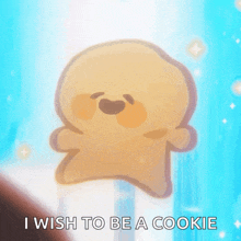 a cartoon drawing of a cookie with the words i wish to be a cookie below it