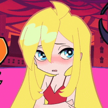 a cartoon drawing of a girl with long blonde hair