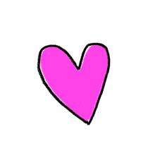 two pink hearts on a white background with a black outline