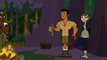 a group of cartoon characters standing next to each other