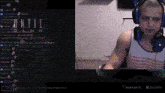 a man wearing headphones is on a screen that says until dawn