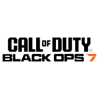 the call of duty black ops 7 logo is black and orange