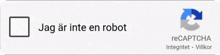 a sign that says jag ar inte en robot next to a captcha icon