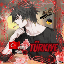 a picture of a man with a cigarette in his mouth and the word turkey on it