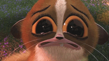a close up of a cartoon cat making a sad face .