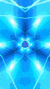 a blue kaleidoscope with a purple center and white lines
