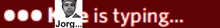 a red background with the words cool ke is typing jorg