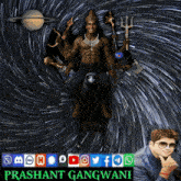 a poster of a man sitting on a crow with the name prashant gangwani on the bottom