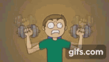 boy exercise workout dumbbell tired