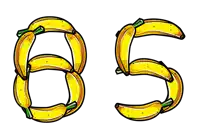 the number 85 is made out of bananas with green stems