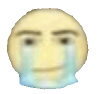 a close up of a crying smiley face with tears coming out of it 's eyes .