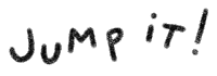 a black and white drawing of the word jump it