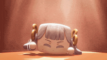 a cartoon drawing of a girl with horns laying on the ground