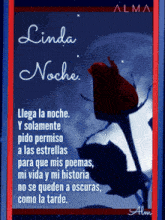 a poster that says linda noche with a rose in the background