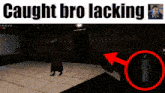 a screenshot of a video game with the words caught bro lacking above it
