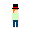 a pixel art of a man wearing a top hat and a green shirt .