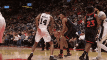 a basketball player with the number 23 on his back