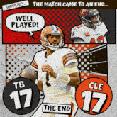 a comic strip shows two football players named cle and tb