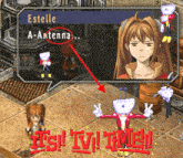 a video game screen shows a girl named estelle