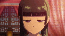 a close up of a girl with a purple eye