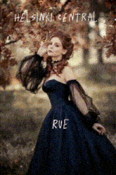 a woman in a black dress is on the cover of a book called rue