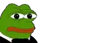 a green frog wearing a tuxedo and bow tie is looking at the camera .