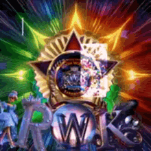 a colorful background with the letters rwk in the middle