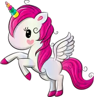 a unicorn with wings and a pink mane