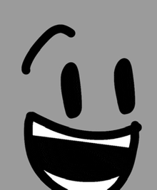 a black and white cartoon face with a big smile on it 's face