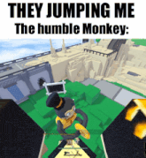 a monkey in a top hat is jumping in a video game