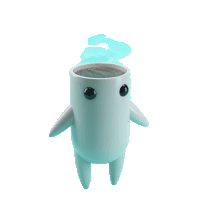 a cartoon character with a cup of coffee coming out of it 's head
