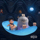 a poster for the movie elio shows a boy and a monster
