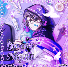 a picture of a boy with a mask and the words good night