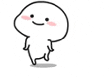 a cartoon character with a smile on his face is walking and smiling .