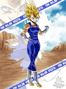 a drawing of a female dragon ball z character with fem majin vegeta written on the bottom