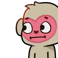 a cartoon of a monkey with a heart on his face