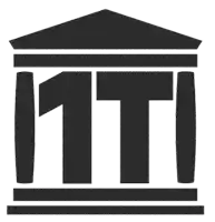 a silhouette of a building with the letters iti on it